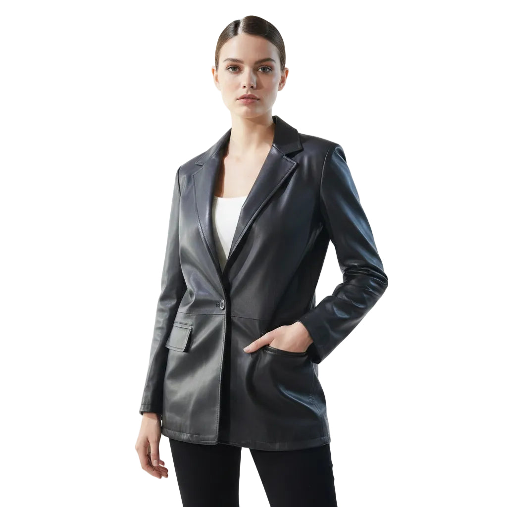 BLAZER da donna in pelle Pelletteria Allegrini Filippo Nero - Pelletteria Allegrini