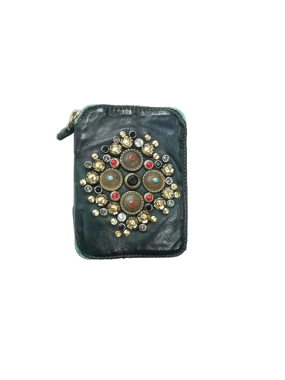 Portafoglio in pelle con borchie e strass Campomaggi C002060ND-X0045 Bottiglia