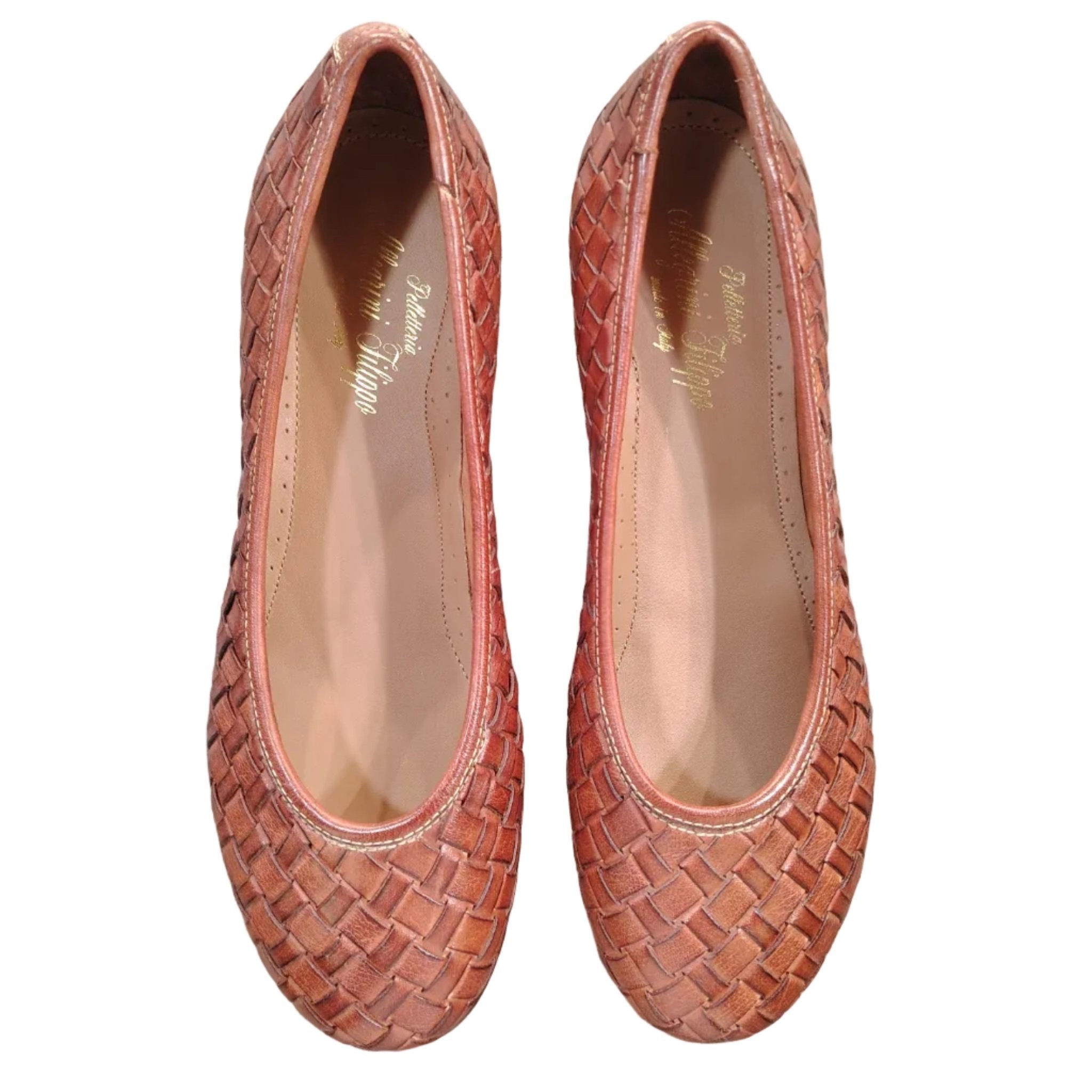 Ballerina in pelle intrecciata Pelletteria Allegrini Filippo B940 Coker - Pelletteria Allegrini