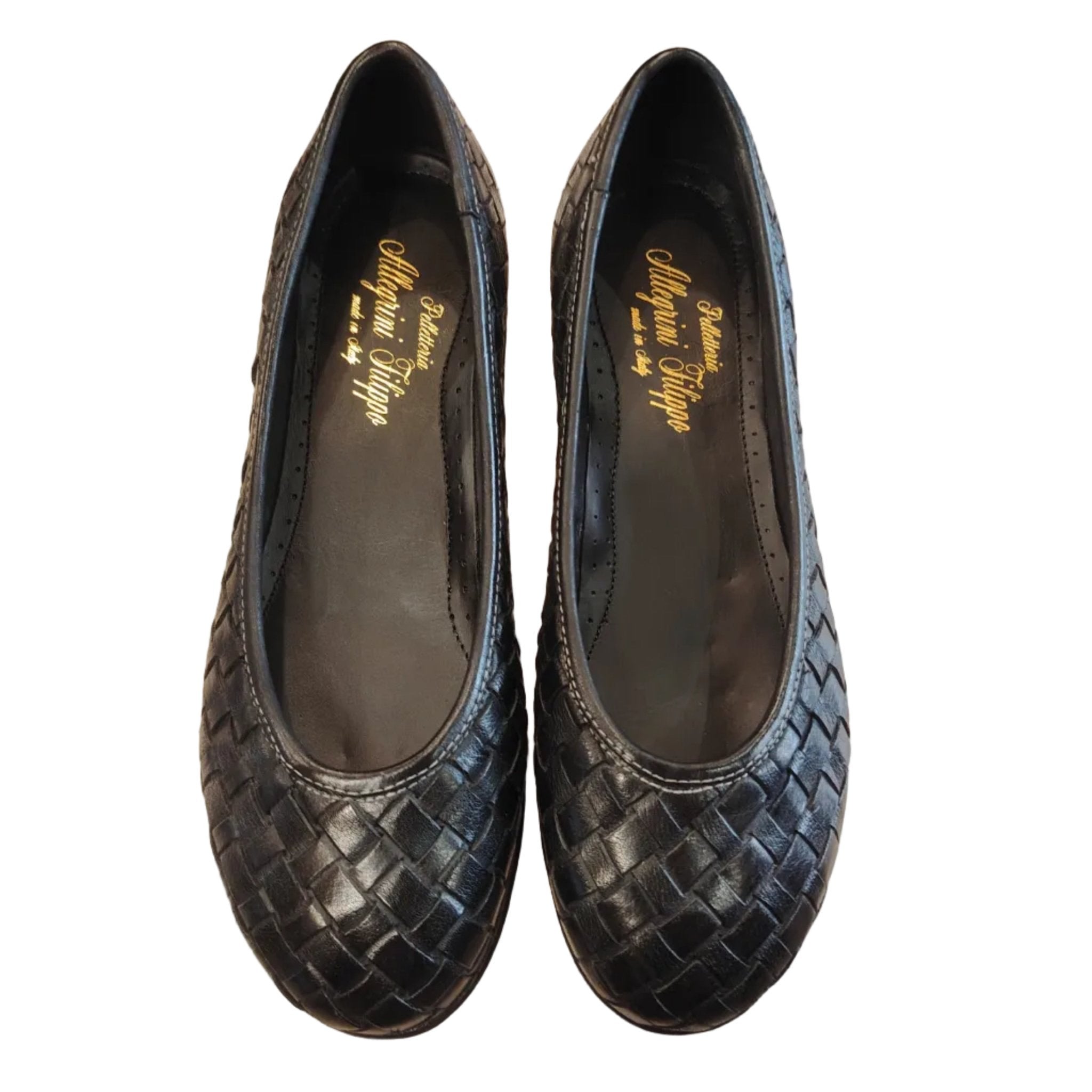 Ballerina in pelle intrecciata Pelletteria Allegrini Filippo B940 Nero - Pelletteria Allegrini