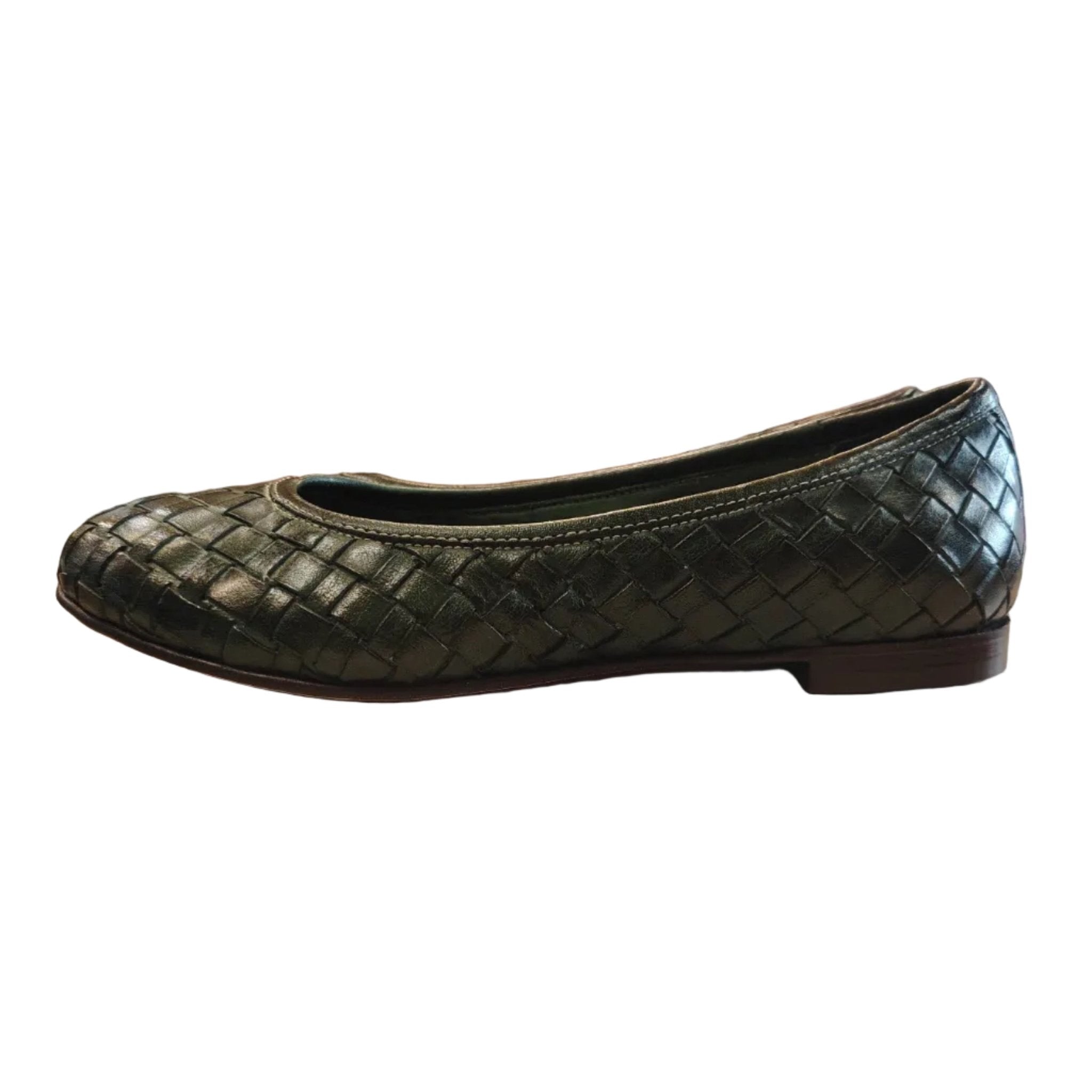 Ballerina in pelle intrecciata Pelletteria Allegrini Filippo B940 Verde - Pelletteria Allegrini