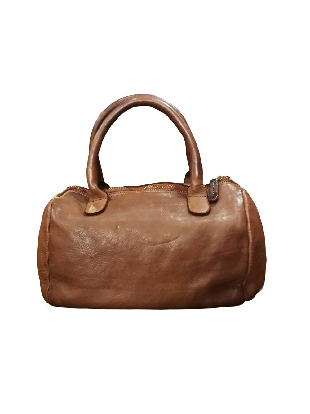 Bauletto in pelle con manici e tracolla Pelletteria Allegrini Filippo 1663 Bruciato - Pelletteria Allegrini