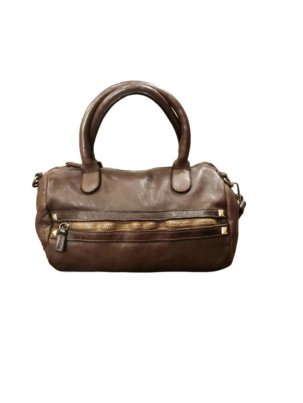 Bauletto in pelle con manici e tracolla Pelletteria Allegrini Filippo 1663 Testa di moro - Pelletteria Allegrini