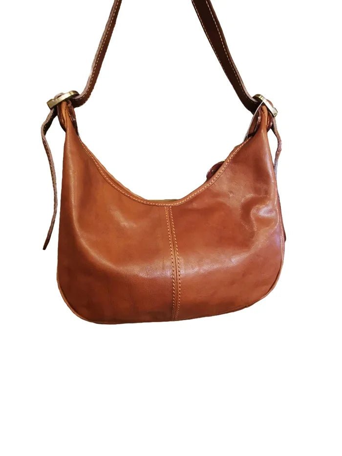 Borsa a mezza luna in pelle I Medici 63/2350 Marrone - Pelletteria Allegrini