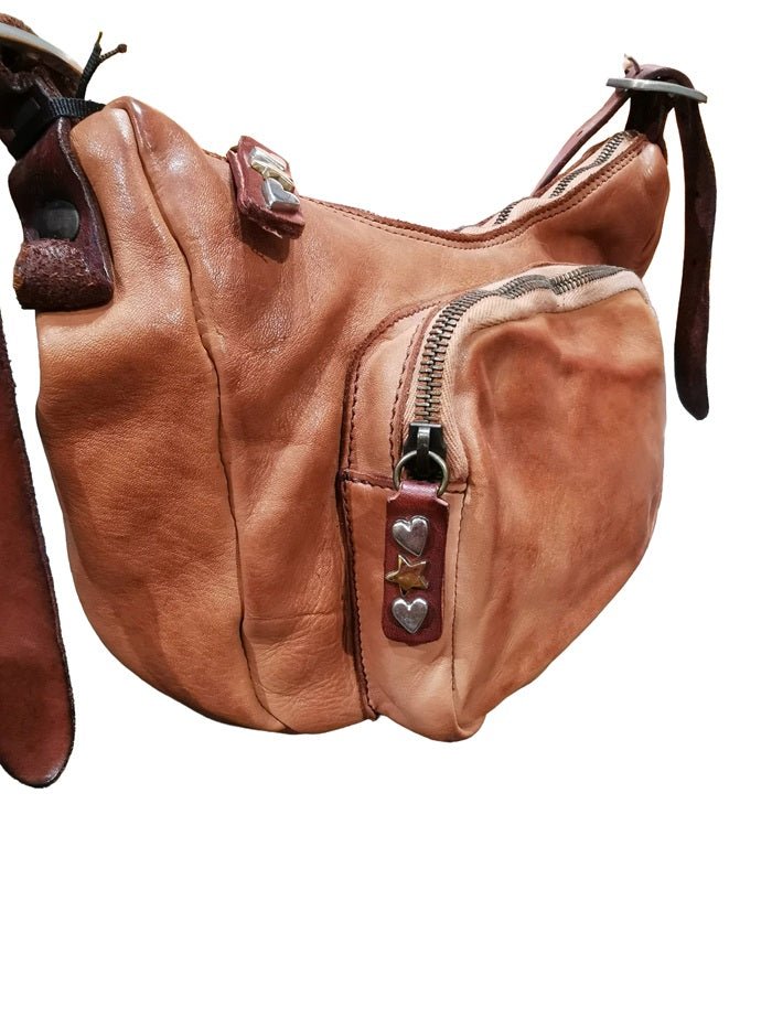 Borsa a spalla con tracolla in pelle Pelletteria Allegrini Filippo 1644 Cognac - Pelletteria Allegrini