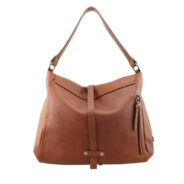 Borsa a spalla in pelle con tracolla Bruno Rossi R19/M cuoio - Pelletteria Allegrini