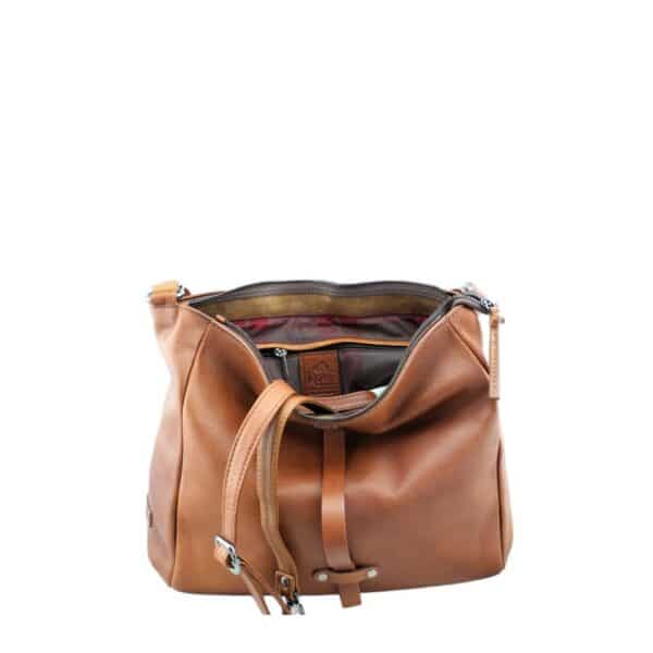 Borsa a spalla in pelle con tracolla Bruno Rossi R19/M cuoio - Pelletteria Allegrini