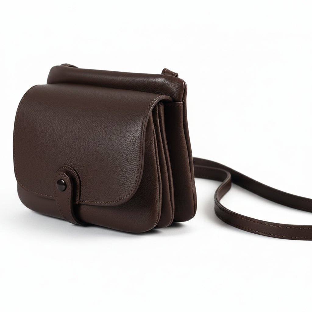 Borsa a tracolla in pelle Bruno Rossi R71/P caffè - Pelletteria Allegrini