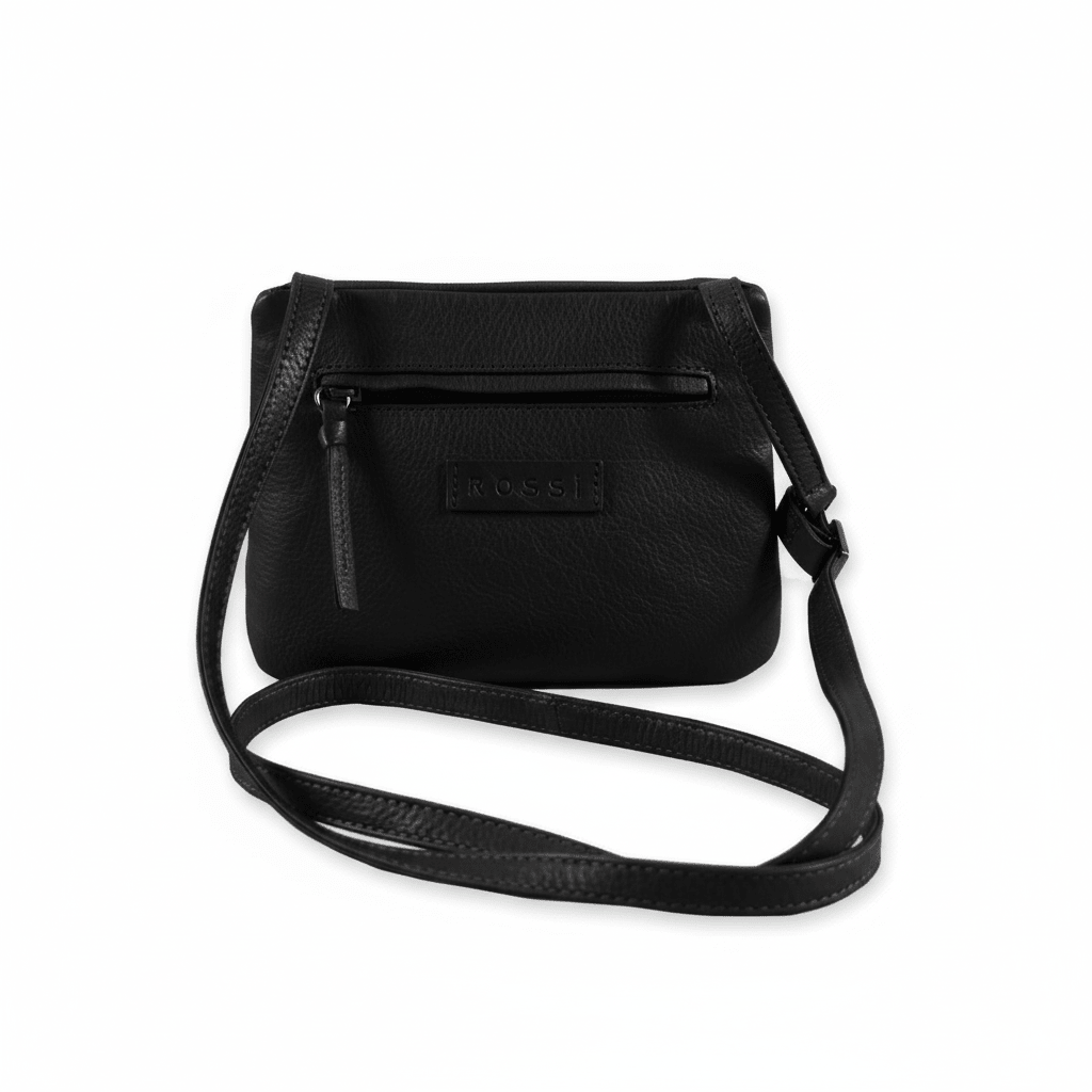Borsa a tracolla in pelle Bruno Rossi R71/P nero - Pelletteria Allegrini