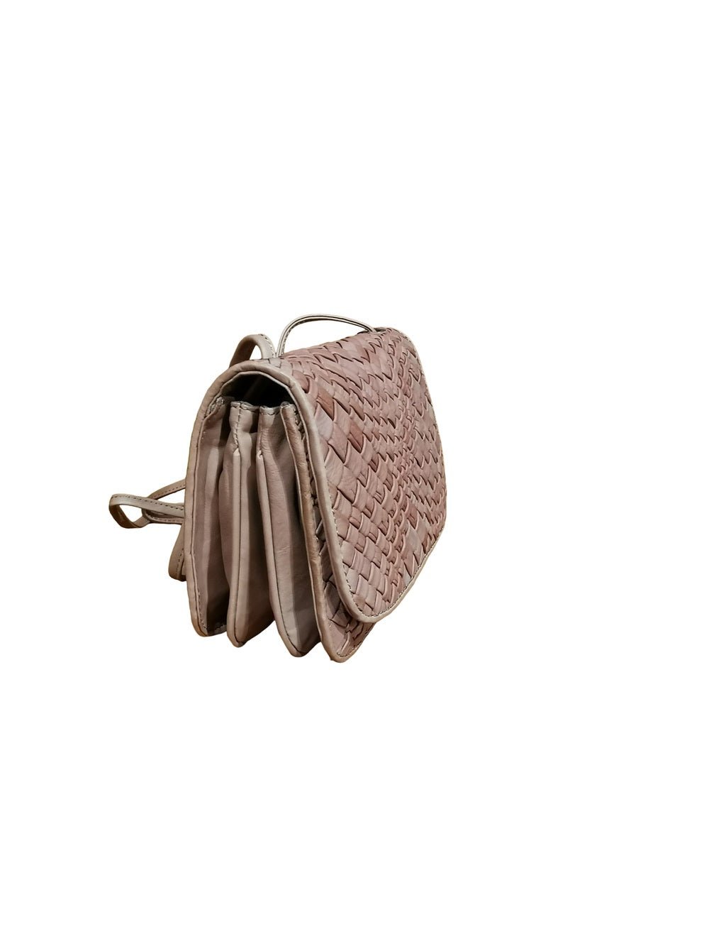 Borsa a tracolla in pelle intrecciata Visonà ESMERALDA 20315 Cognac - Pelletteria Allegrini