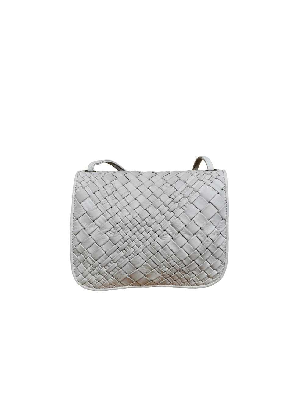 Borsa a tracolla in pelle intrecciata Visonà ESMERALDA 20315 Greige - Pelletteria Allegrini