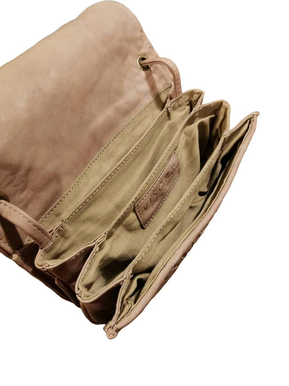 Borsa a tracolla in pelle intrecciata Visonà ESMERALDA 20315 Mauve - Pelletteria Allegrini