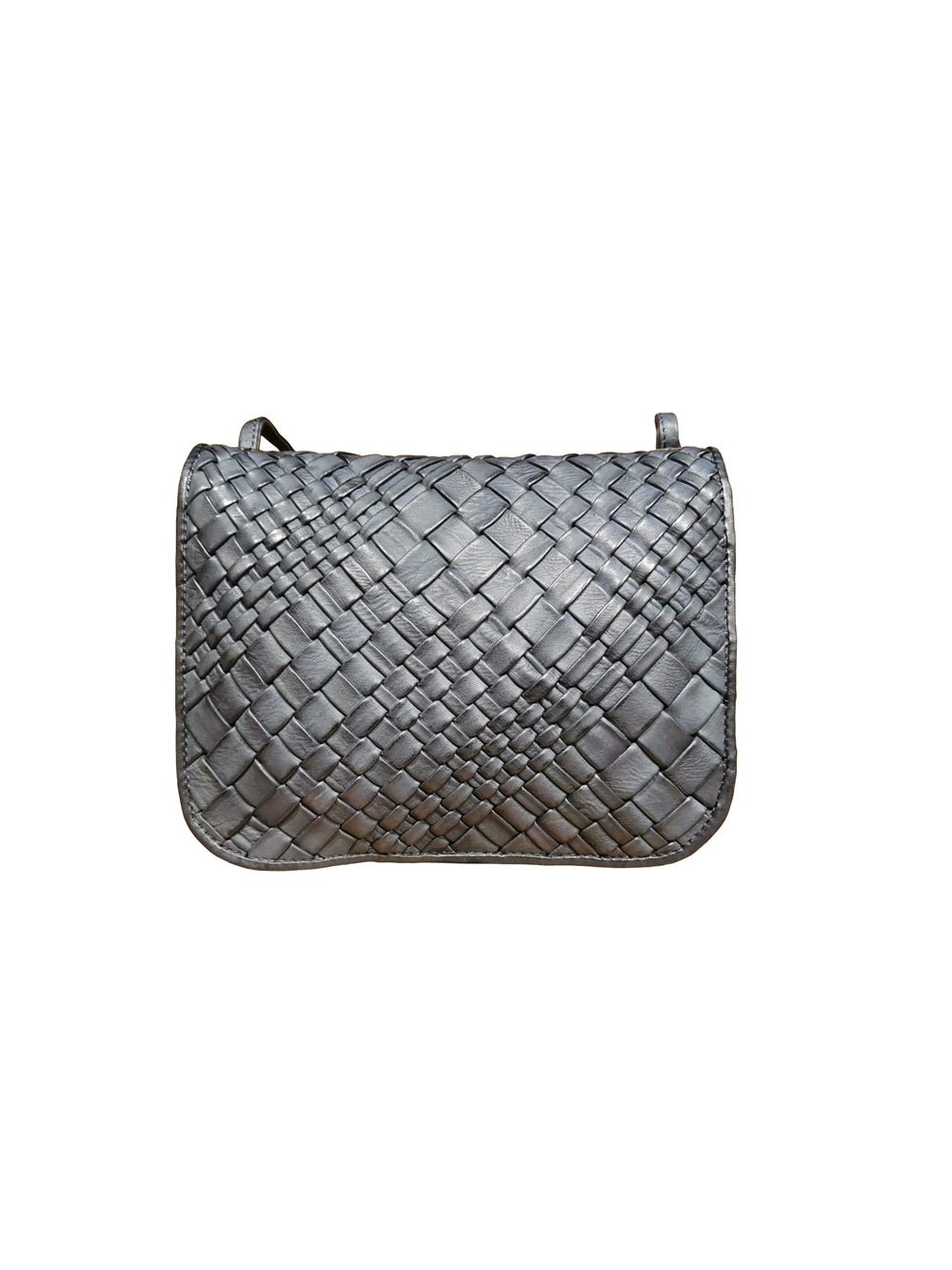 Borsa a tracolla in pelle intrecciata Visonà ESMERALDA 20315 Navy - Pelletteria Allegrini