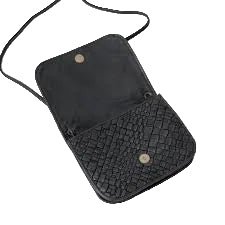 Borsa a tracolla in pelle intrecciata Visonà ESMERALDA 20315 Nero - Pelletteria Allegrini