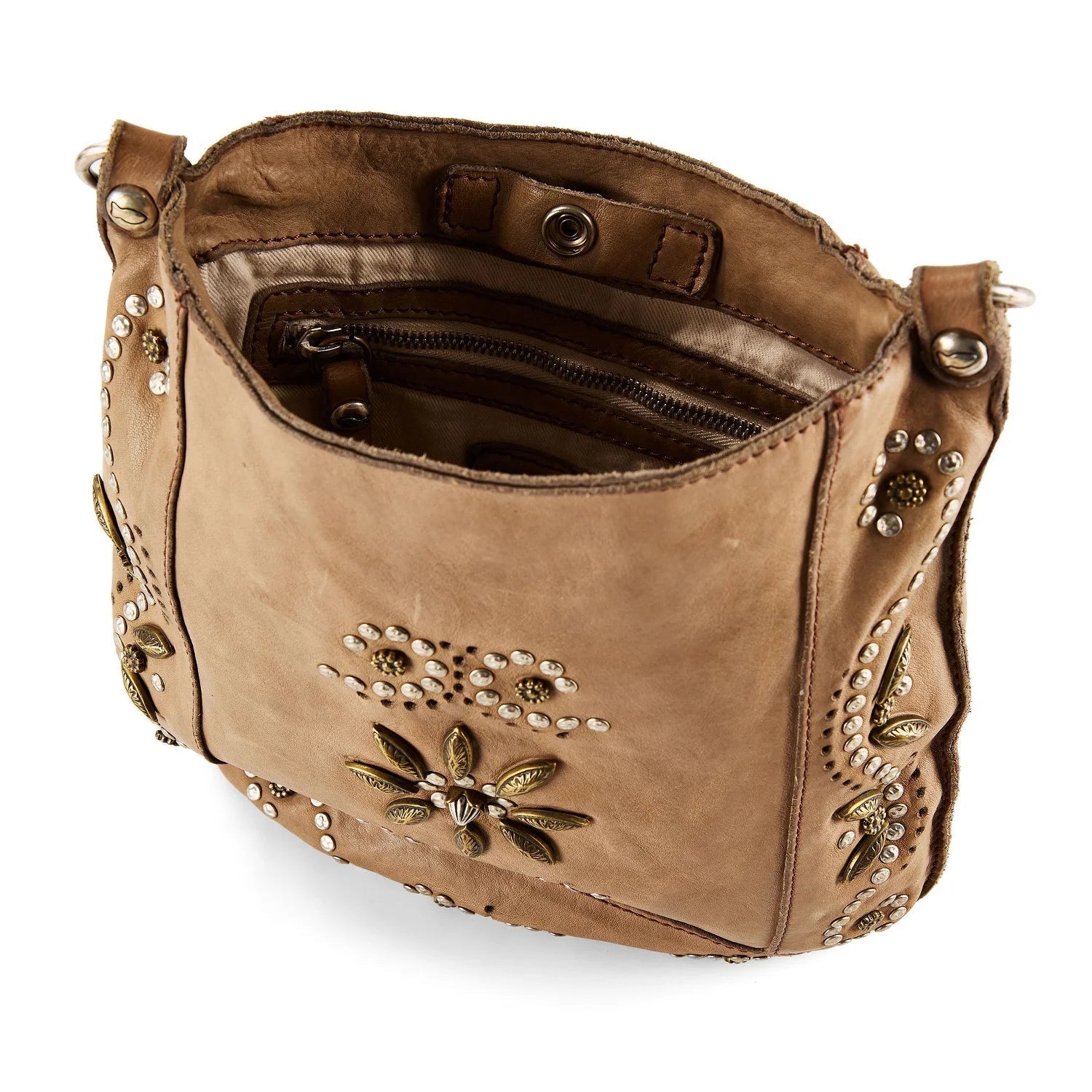 Borsa a tracolla in pelle Nora Campomaggi C035340ND X3014 Ghiaccio - Pelletteria Allegrini