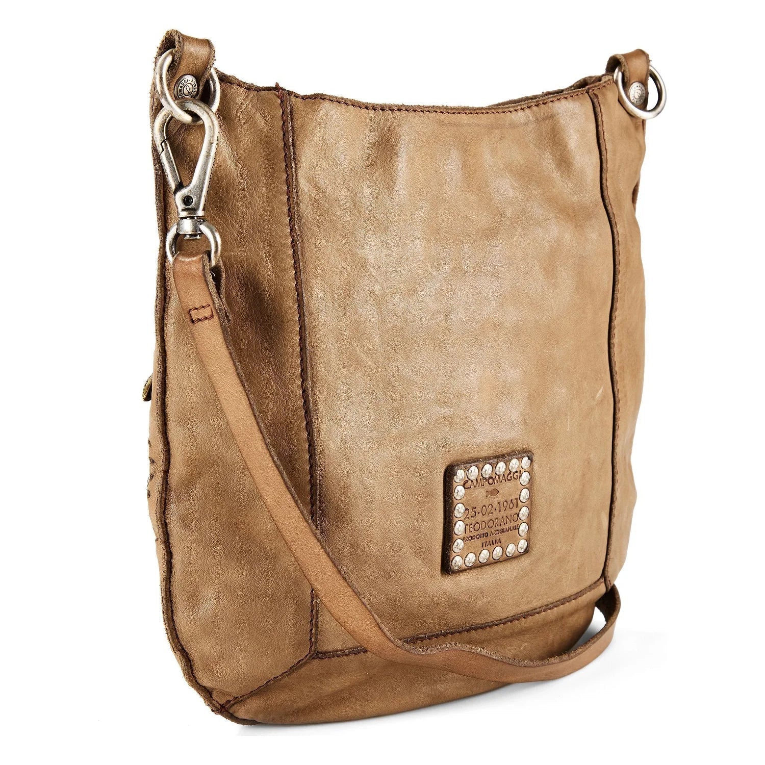 Borsa a tracolla in pelle Nora Campomaggi C035340ND X3014 Ghiaccio - Pelletteria Allegrini