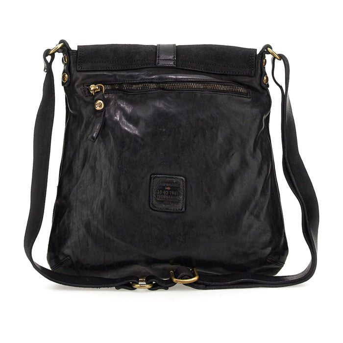 Borsa a tracolla Jacob in pelle Campomaggi C030690ND X0034 nero - Pelletteria Allegrini