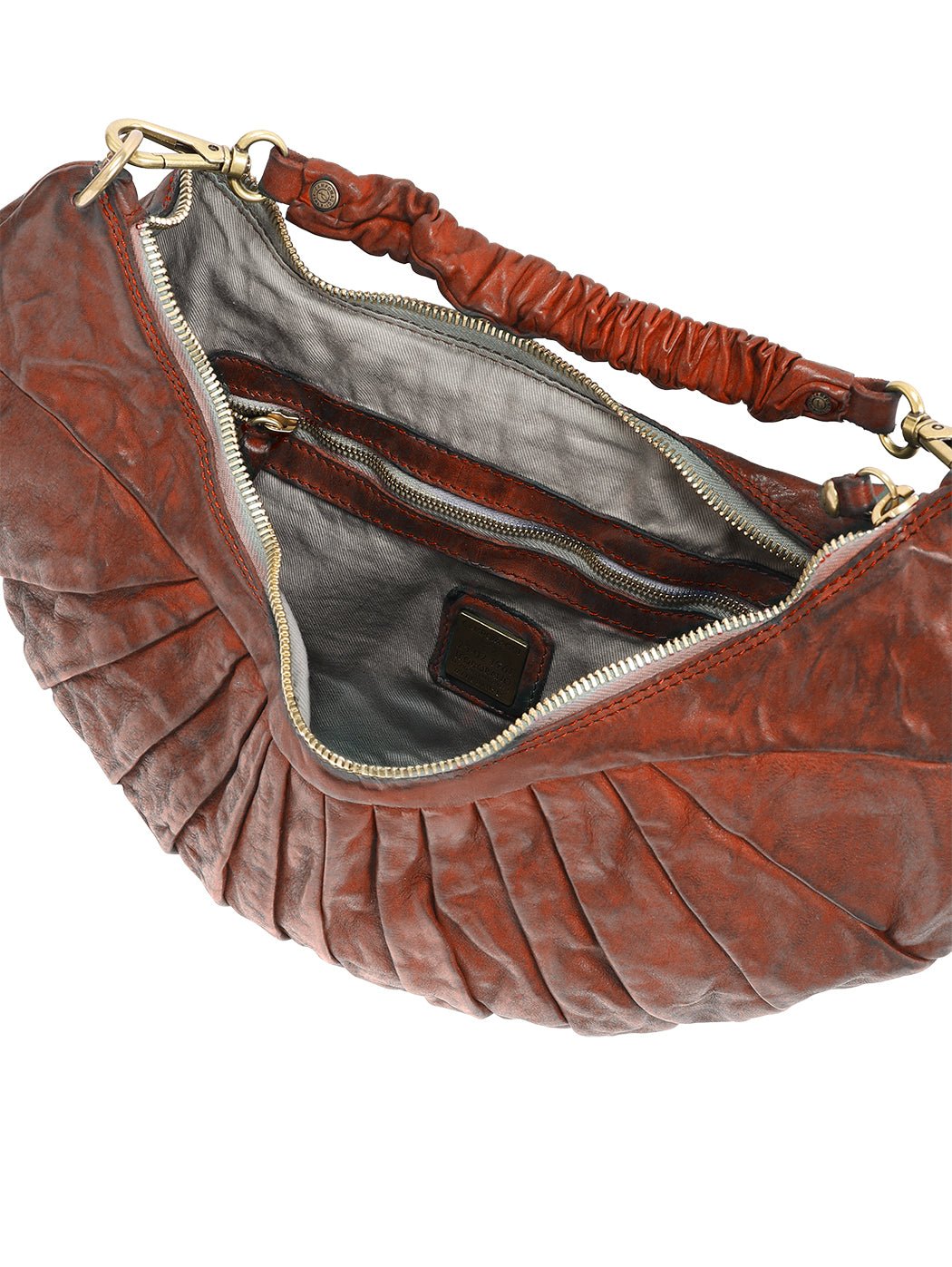 Borsa a tracolla Luna TG.M in pelle Campomaggi C043780ND X2982 cognac - Pelletteria Allegrini
