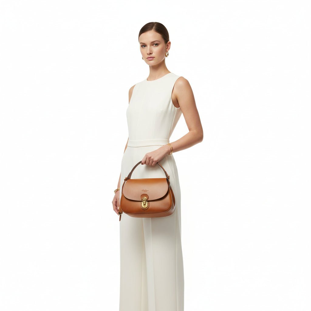 Borsa con manico e tracolla in pelle Boldrini 07610 Golden - Pelletteria Allegrini