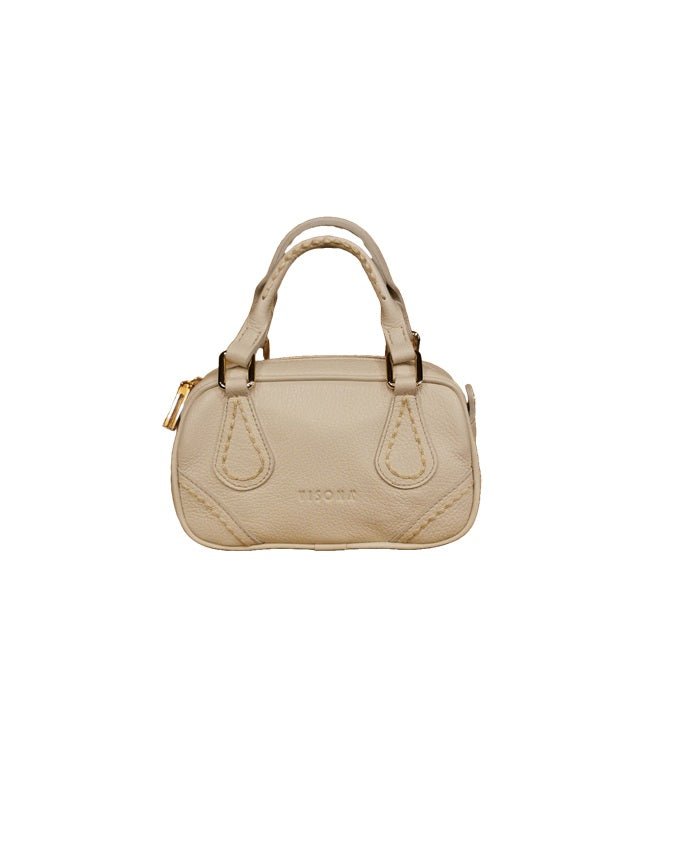 Borsa con maniglie e tracolla in pelle Visonà BOSTON 25120 Latte - Pelletteria Allegrini