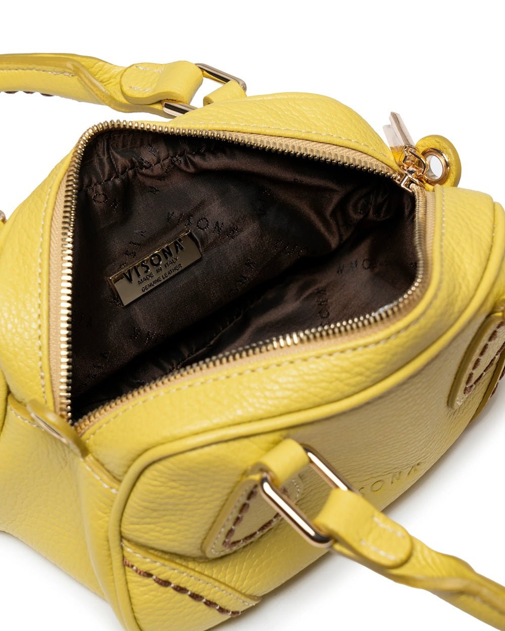 Borsa con maniglie e tracolla in pelle Visonà BOSTON 25120 Limone - Pelletteria Allegrini