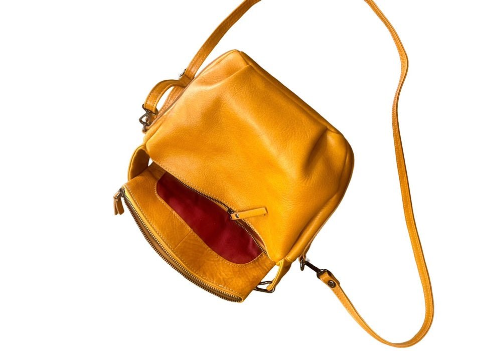 Borsa con tracolla in pelle Bruno Rossi R76/P Ocra - Pelletteria Allegrini