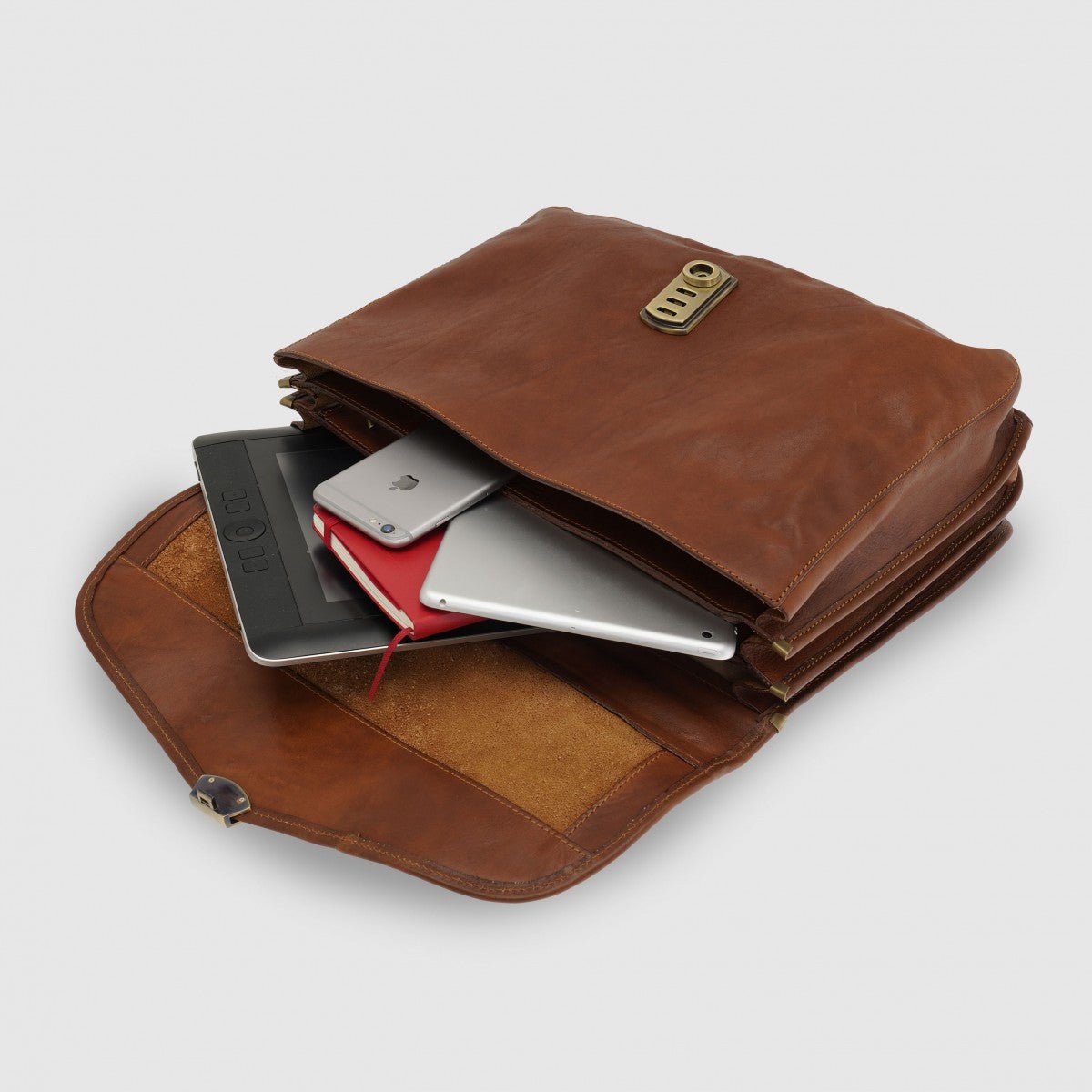 Borsa da lavoro grande in pelle I Medici 63/4000 Marrone - Pelletteria Allegrini
