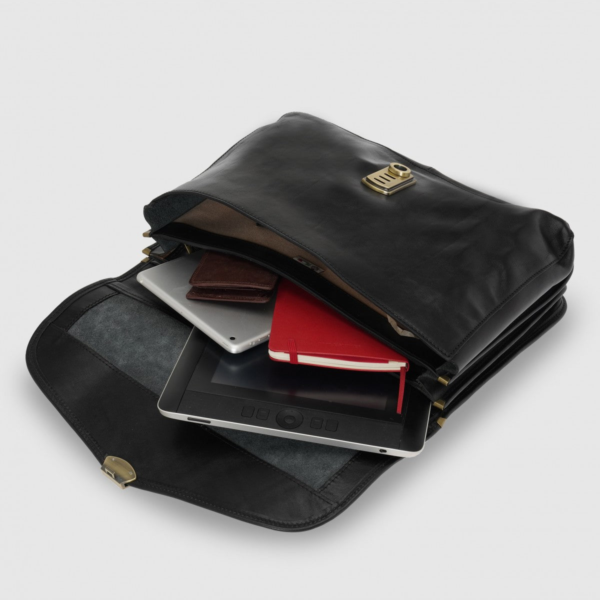 Borsa da lavoro grande in pelle I Medici 63/4000 Nero - Pelletteria Allegrini