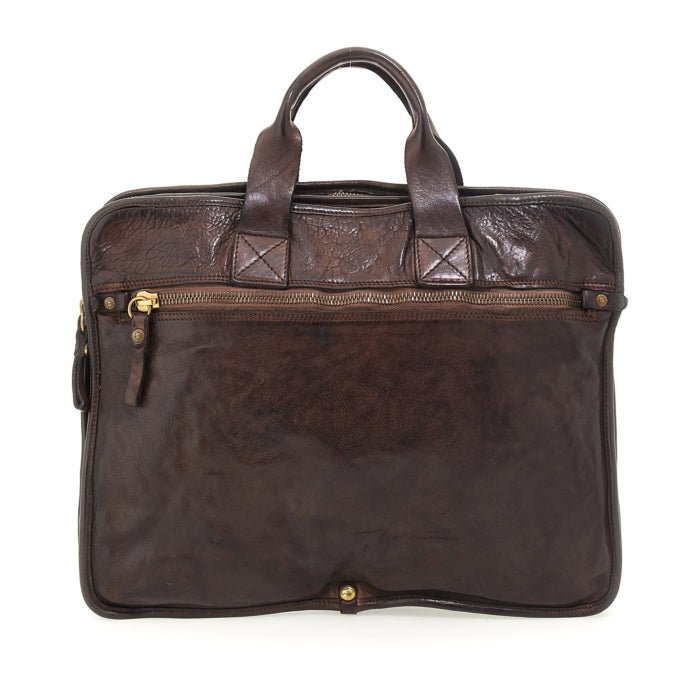 Borsa da lavoro in pelle Campomaggi C014620ND X0001 testa di moro - Pelletteria Allegrini