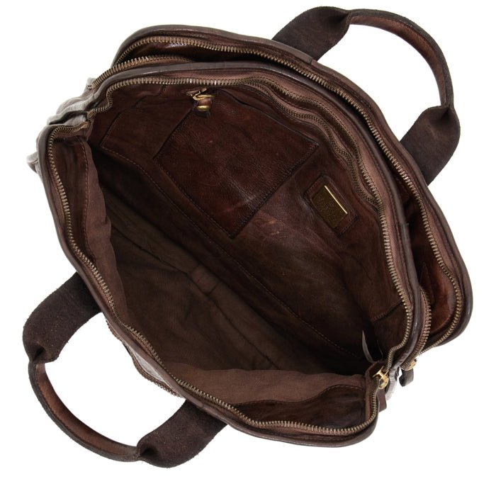 Borsa da lavoro in pelle Campomaggi C014620ND X0001 testa di moro - Pelletteria Allegrini