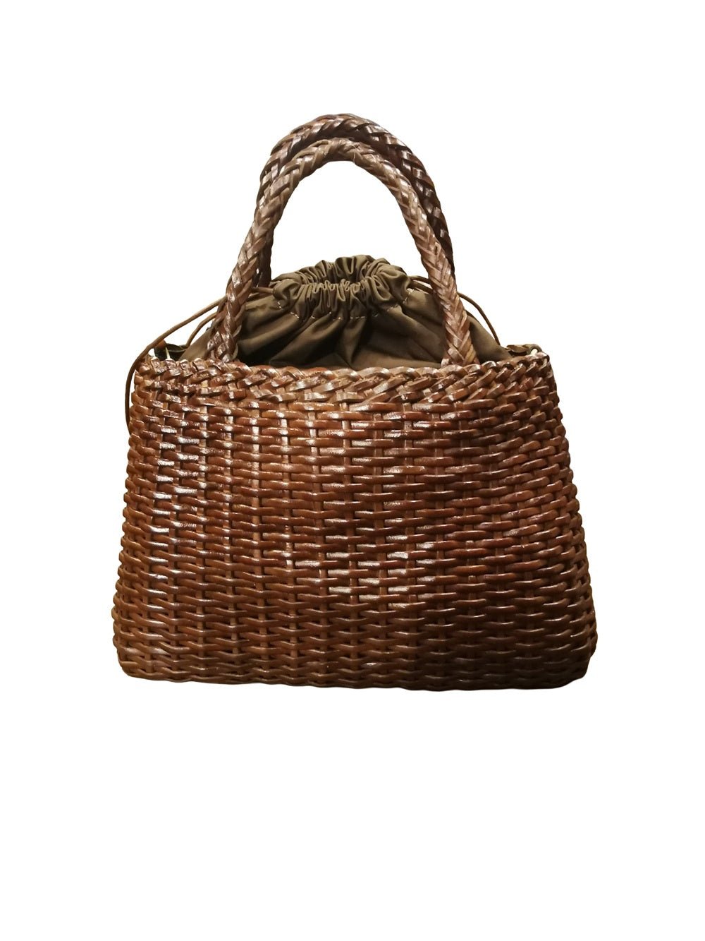 Borsa grande con doppi manici e tracolla in pelle intrecciata Bruno Rossi T5 Caffè - Pelletteria Allegrini