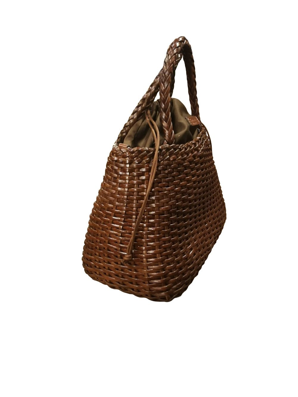 Borsa grande con doppi manici e tracolla in pelle intrecciata Bruno Rossi T5 Caffè - Pelletteria Allegrini
