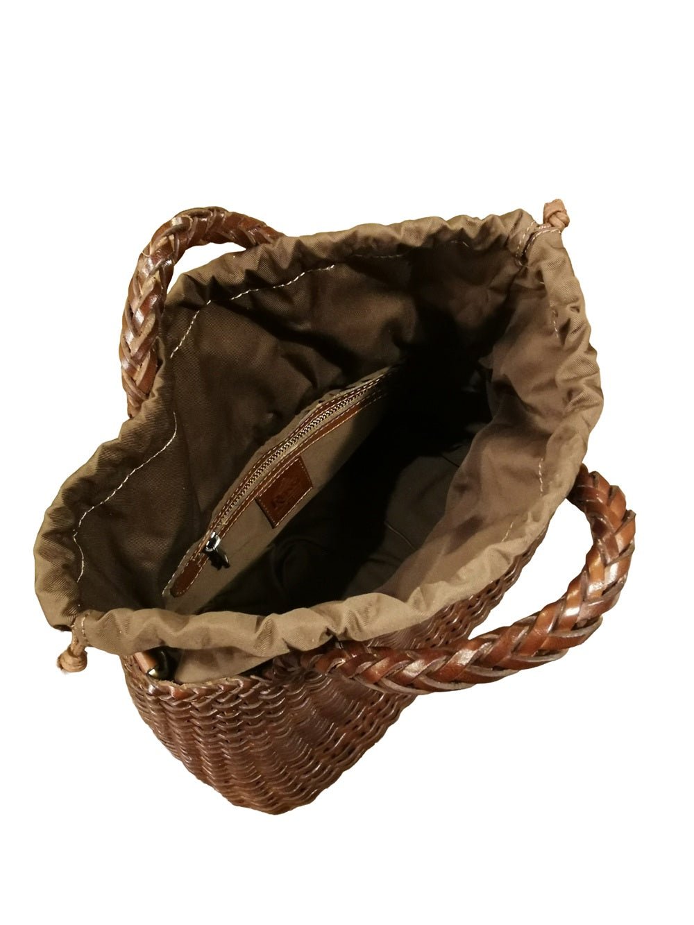 Borsa grande con doppi manici e tracolla in pelle intrecciata Bruno Rossi T5 Caffè - Pelletteria Allegrini