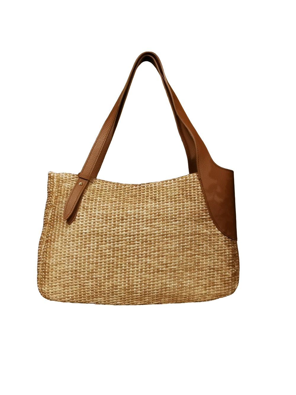 Borsa grande con due manici in pelle e rafia Bruno Rossi PA257 Corda - Pelletteria Allegrini