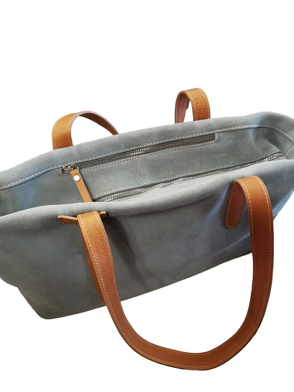 Borsa grande in pelle scamosciata Bruno Rossi C247 Salvia - Pelletteria Allegrini