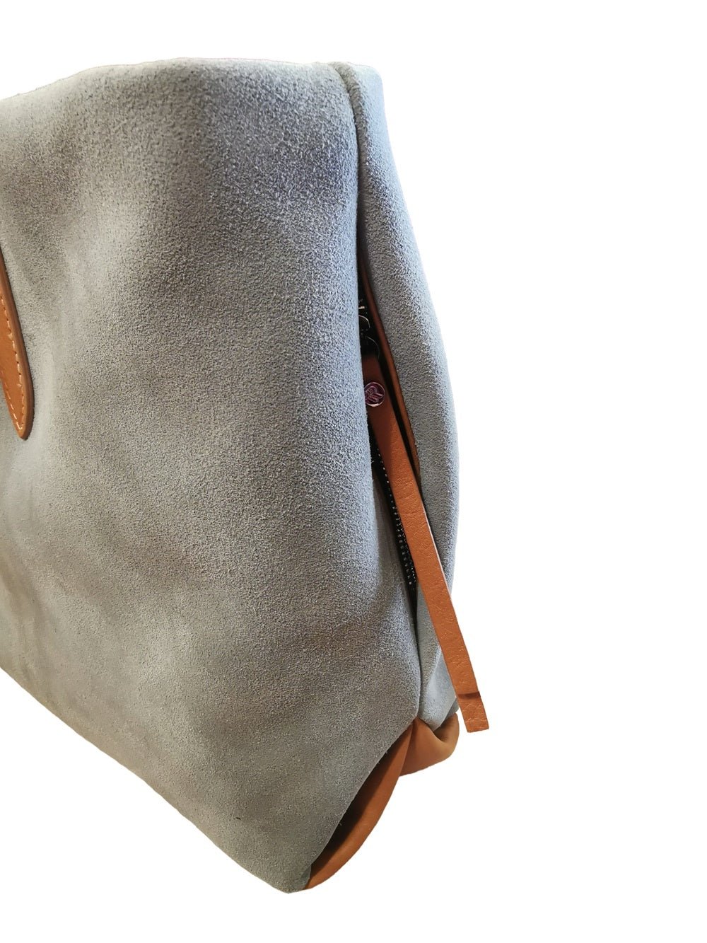 Borsa grande in pelle scamosciata Bruno Rossi C247 Salvia - Pelletteria Allegrini