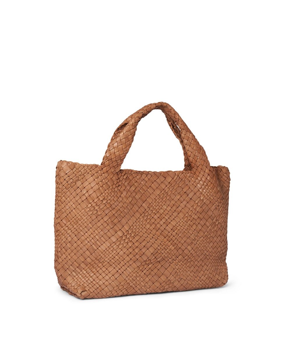 Borsa grande intrecciata in pelle Visonà 20317 Cognac - Pelletteria Allegrini