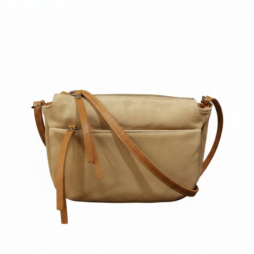 Borsa in camoscio con tracolla Bruno Rossi C240 Biscotto - Pelletteria Allegrini