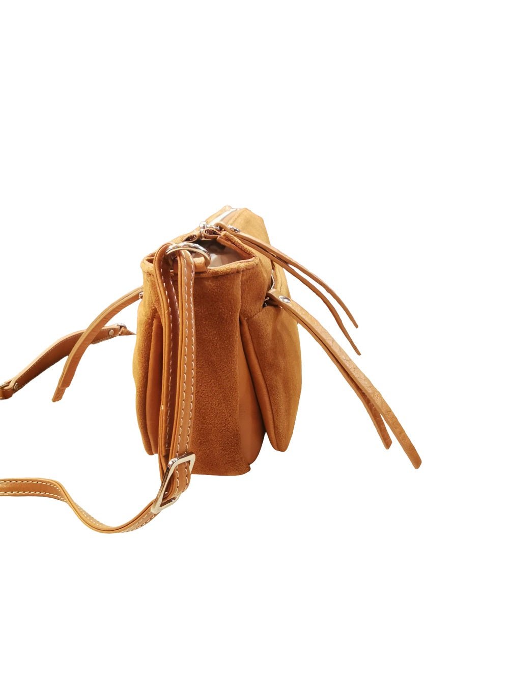 Borsa in camoscio con tracolla Bruno Rossi C240 Cuoio - Pelletteria Allegrini