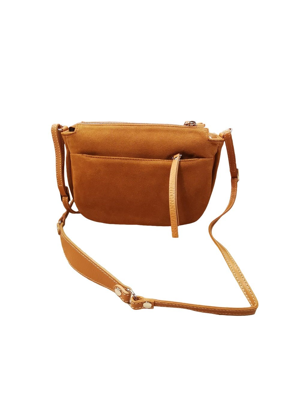 Borsa in camoscio con tracolla Bruno Rossi C240 Cuoio - Pelletteria Allegrini