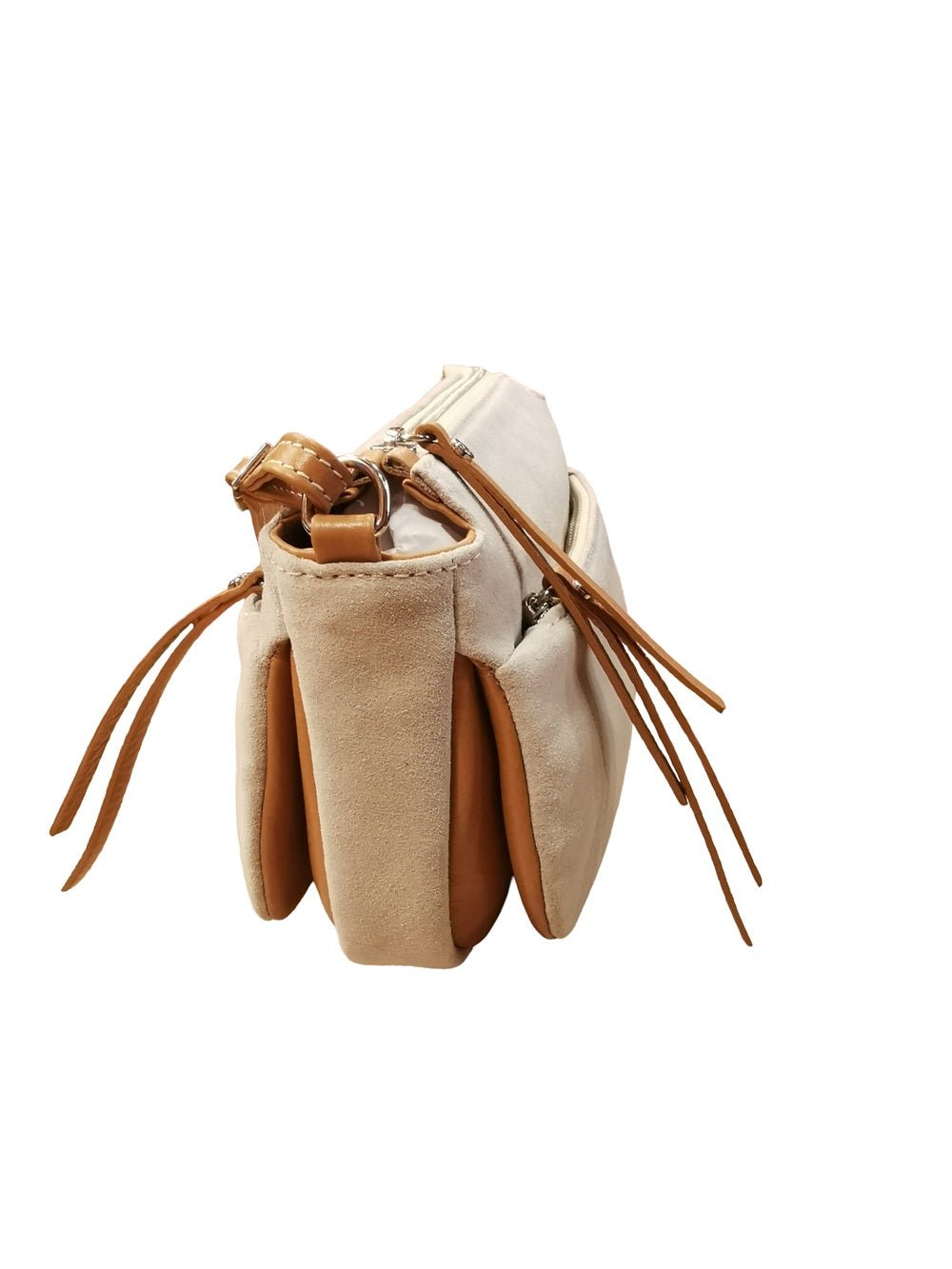 Borsa in camoscio con tracolla Bruno Rossi C240 Panna - Pelletteria Allegrini