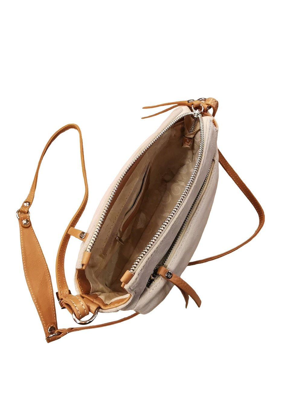 Borsa in camoscio con tracolla Bruno Rossi C240 Panna - Pelletteria Allegrini