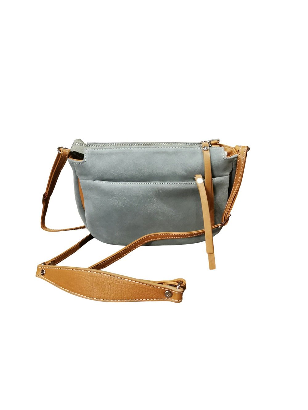 Borsa in camoscio con tracolla Bruno Rossi C240 Salvia - Pelletteria Allegrini