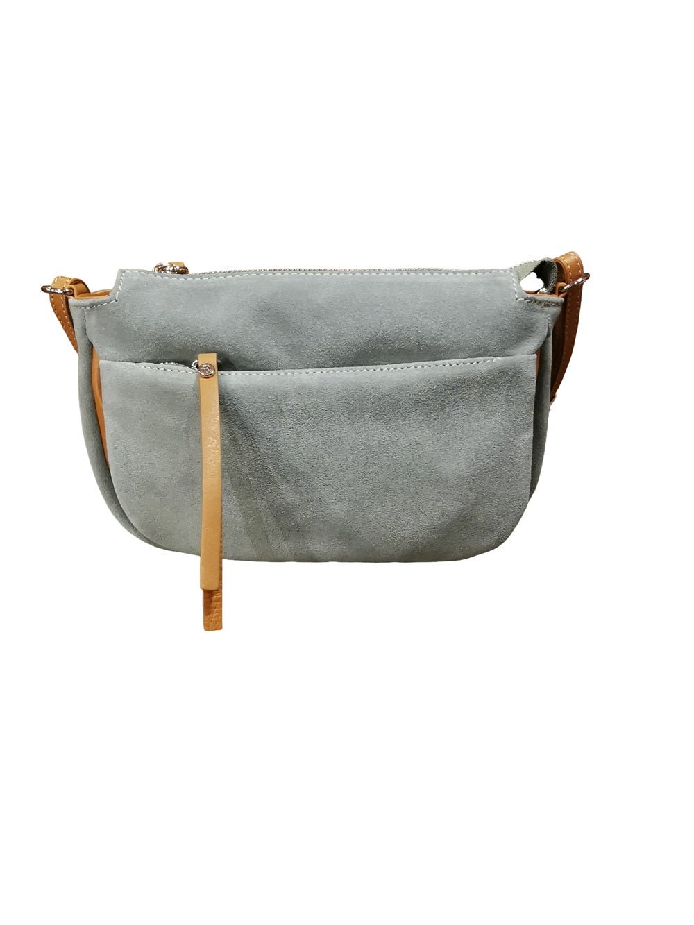 Borsa in camoscio con tracolla Bruno Rossi C240 Salvia - Pelletteria Allegrini