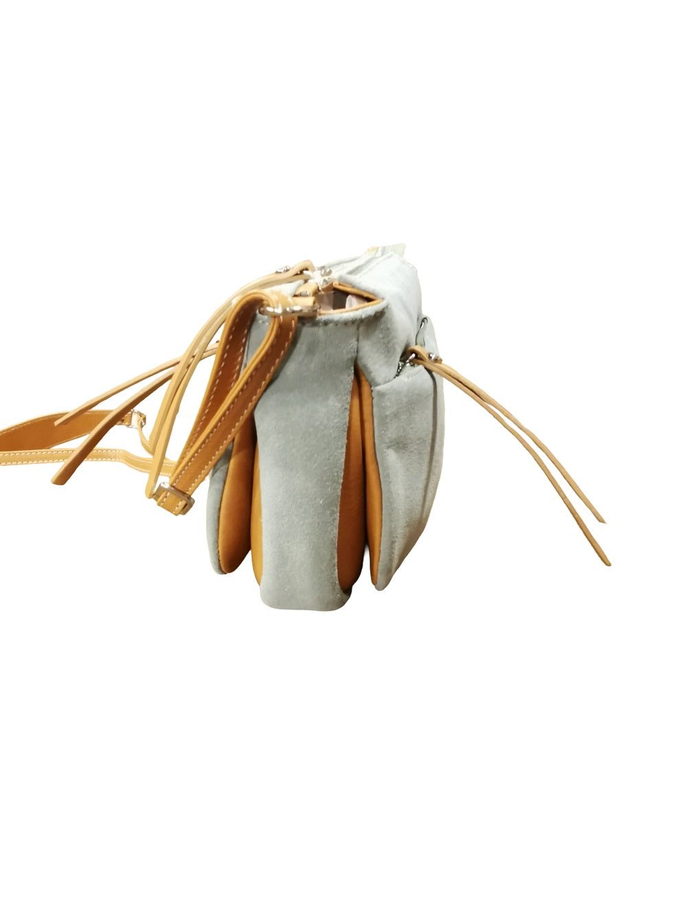 Borsa in camoscio con tracolla Bruno Rossi C240 Salvia - Pelletteria Allegrini