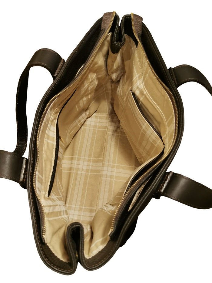 Borsa in pelle con doppi manici Bruno Rossi ML193 Caffè - Pelletteria Allegrini