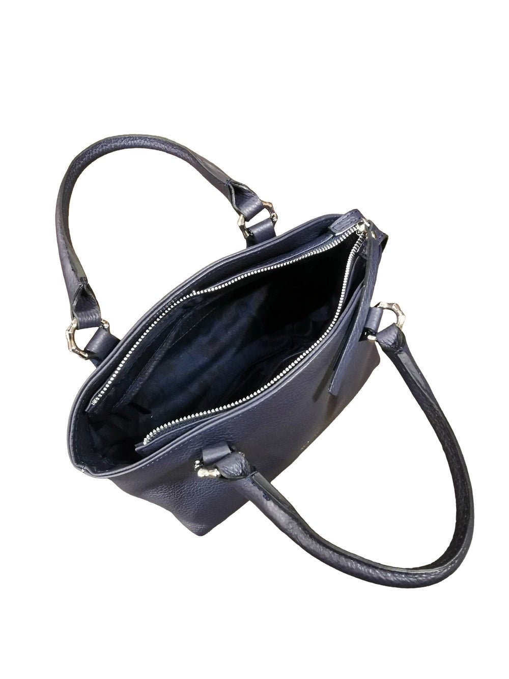 Borsa in pelle con doppi manici e tracolla Bruno Rossi ML252/P Blu - Pelletteria Allegrini