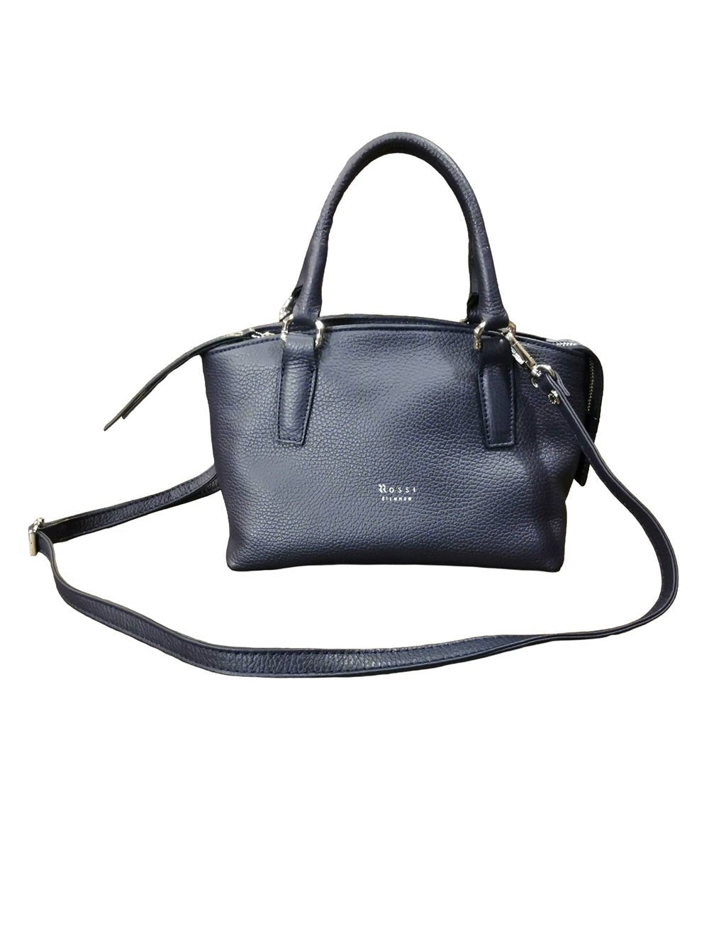Borsa in pelle con doppi manici e tracolla Bruno Rossi ML252/P Blu - Pelletteria Allegrini