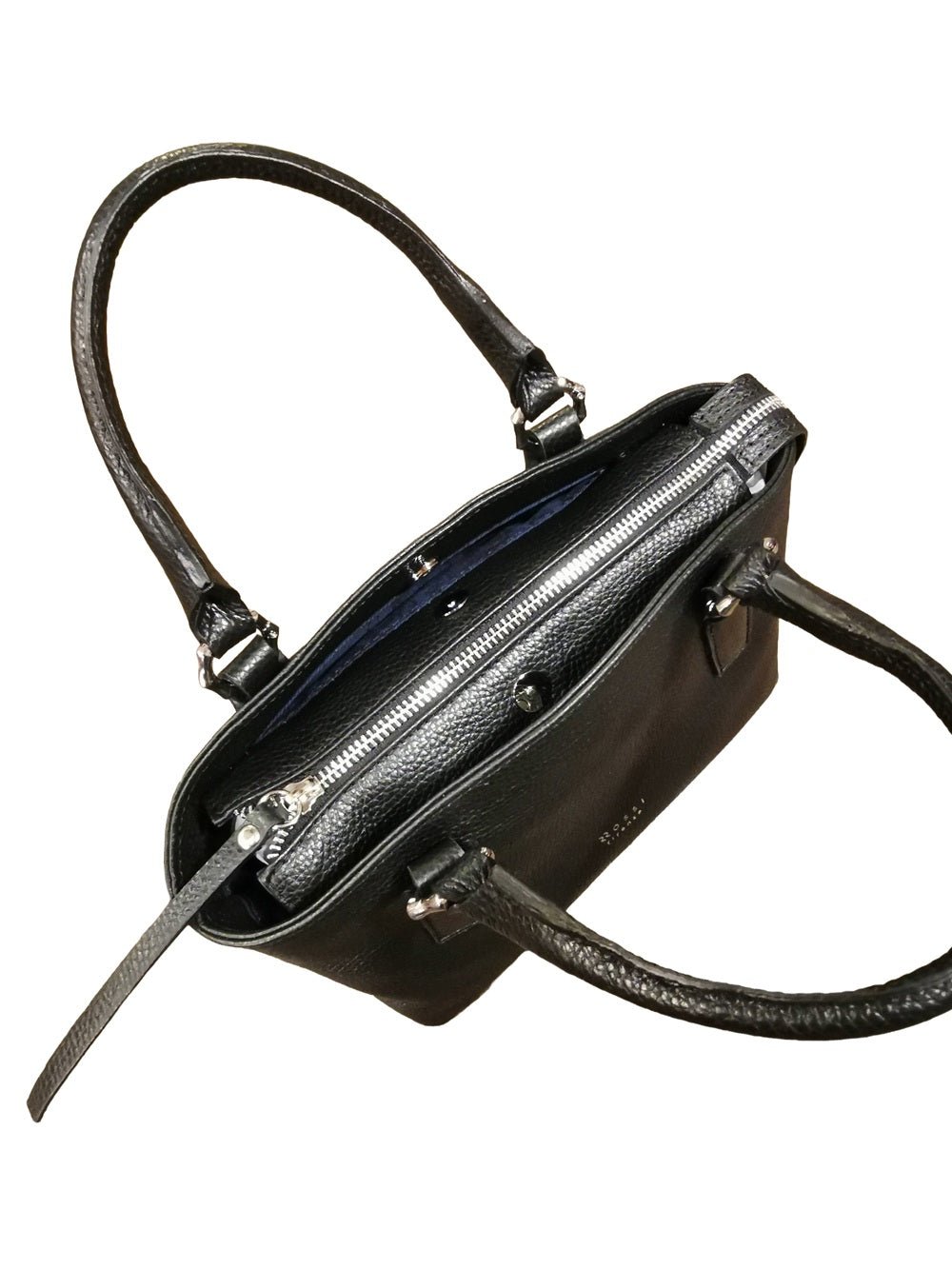 Borsa in pelle con doppi manici e tracolla Bruno Rossi ML252/P Nero - Pelletteria Allegrini