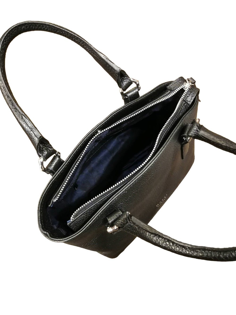 Borsa in pelle con doppi manici e tracolla Bruno Rossi ML252/P Nero - Pelletteria Allegrini